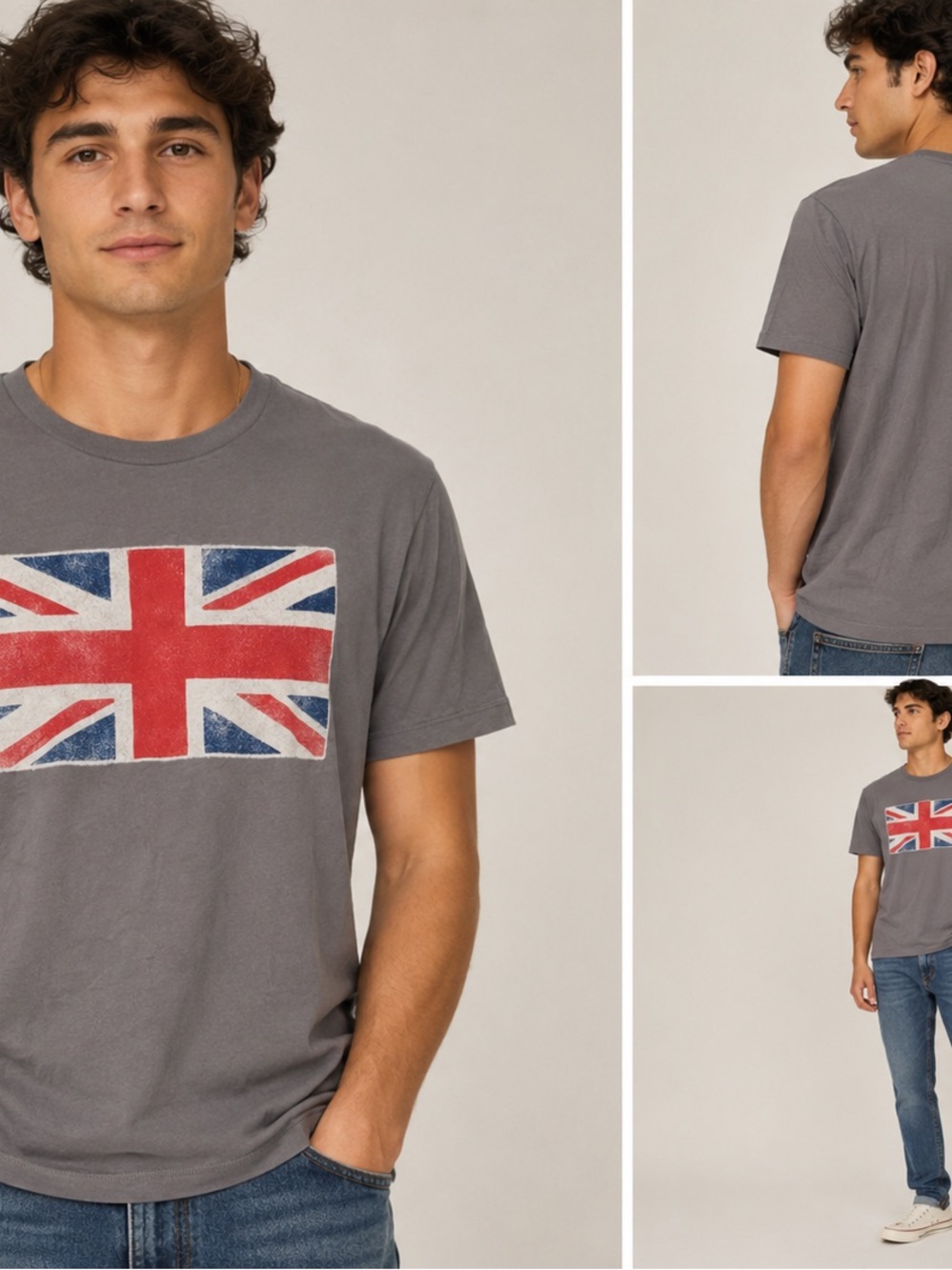 NWT GAP Men’s Gray Union Jack Graphic T-Shirt | Vintage British Flag Tee | Size